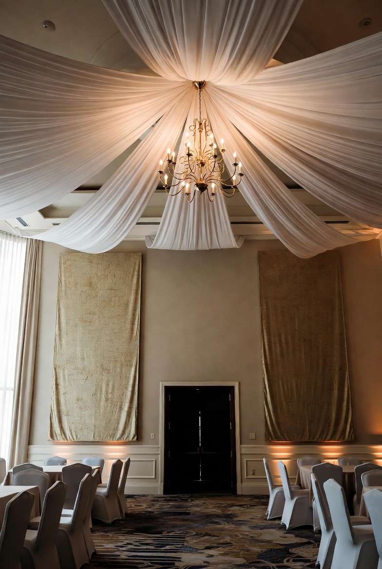 Concrete planters and modular decor at entrance